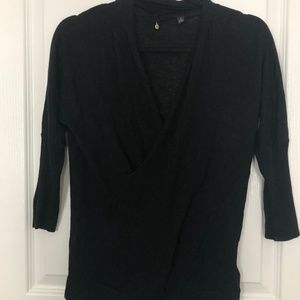 Black Wrap-Front Sweater